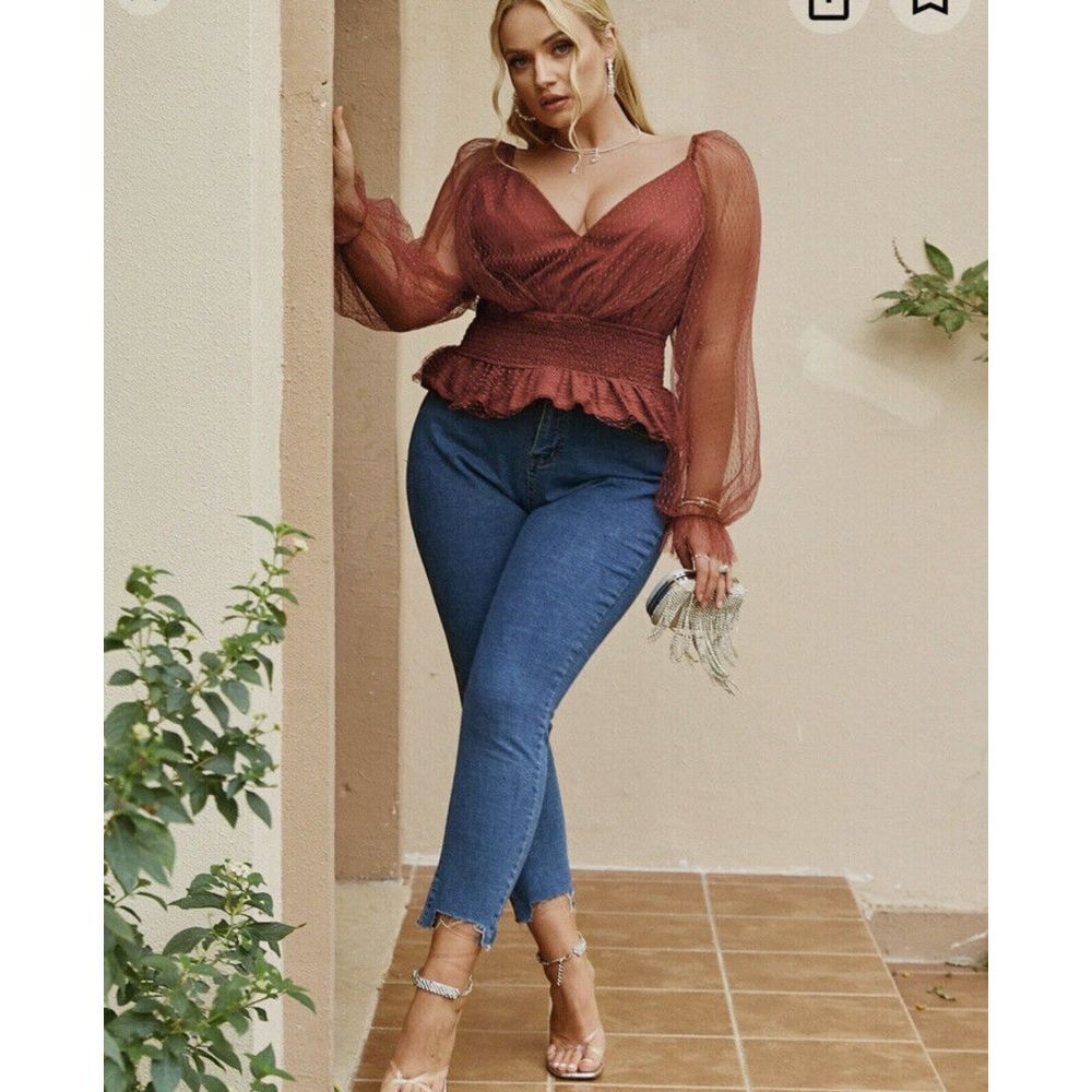 Anthropologie Wine Lace Smocked Top Size Large NWOT